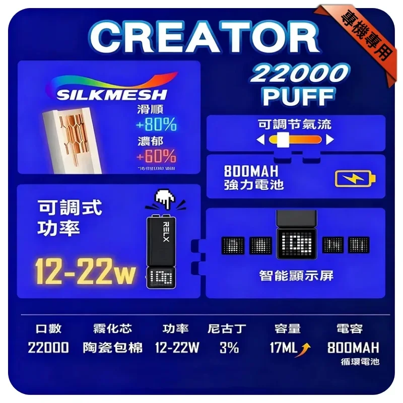 悅刻積木Relx Creator 22000口拋棄式電子煙|17款口味現貨|專機專用